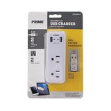 Prime PBUSB242 2-Outlet 2-Port 2.4A USB Charger - White