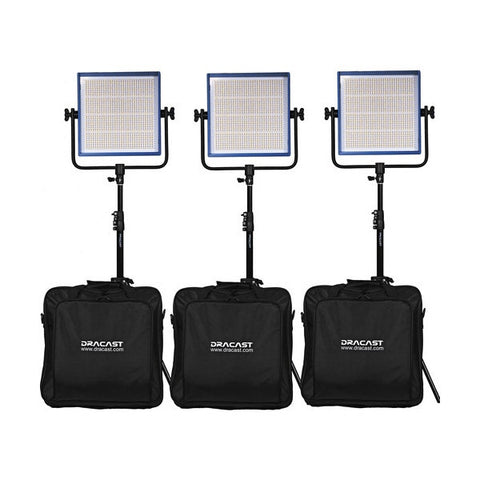 Dracast LED1000 Pro Daylight LED 3-Light Kit with V-Mount Battery Plates and Stands